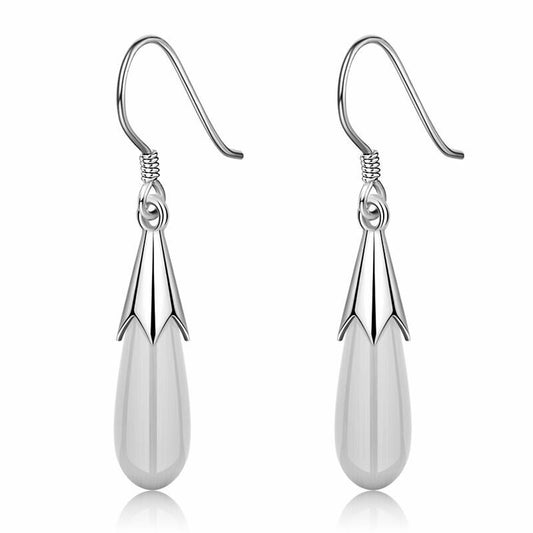 Womens Moonstone Opal Drop Hook Earrings 925 Sterling Silver Jewellery Gift UK