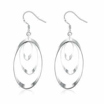 Womens Girls 925 Sterling Silver Round Circle Drop Hook Earrings Jewellery Gift