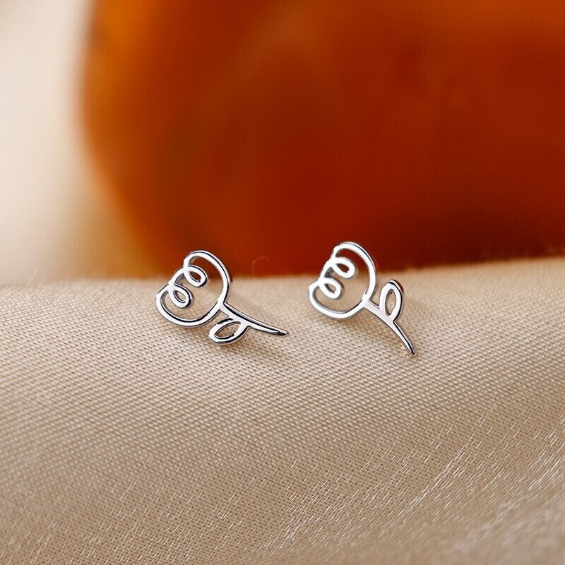 925 Sterling Silver Lovely Tulip Flower Stud Earrings Women Girls Jewellery Gift