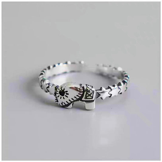 Vintage Elephant Adjustable Ring 925 Sterling Silver Plt Women Jewellery Gift UK