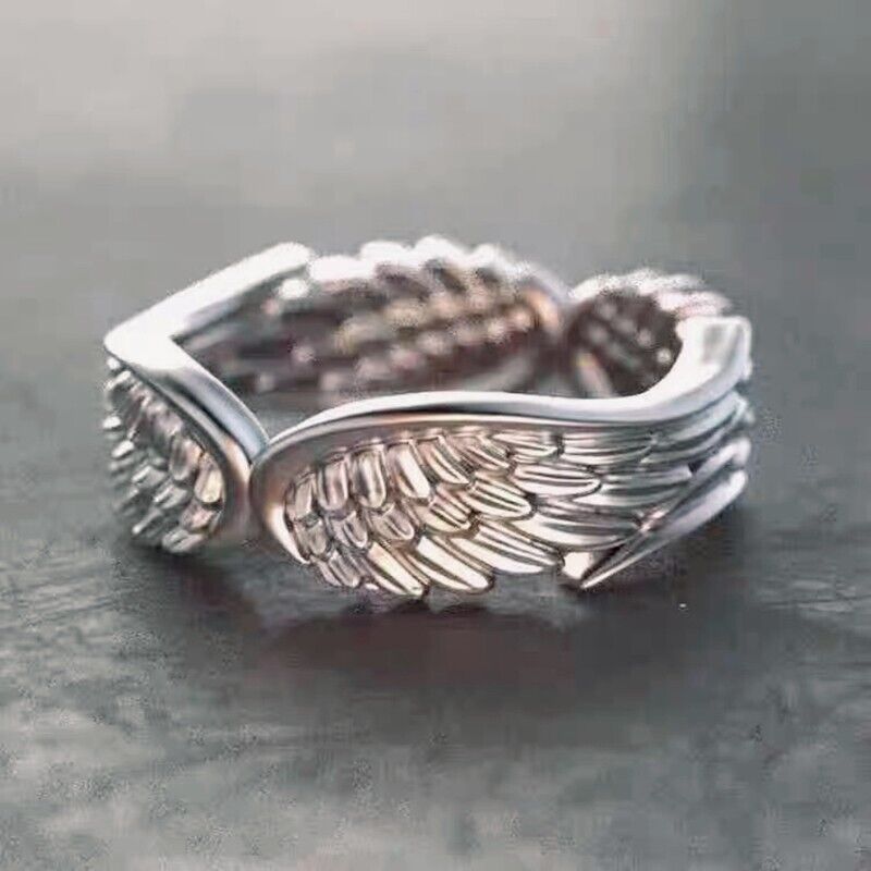 Vintage Angel Wing 925 Sterling Silver Adjustable Ring Womens Jewellery Gift UK