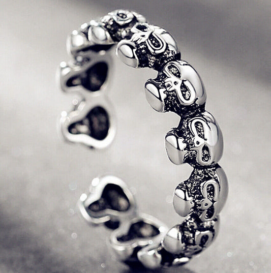 Vintage Skull 925 Silver Plt Adjustable Open Band Thumb Rings Women Statement UK