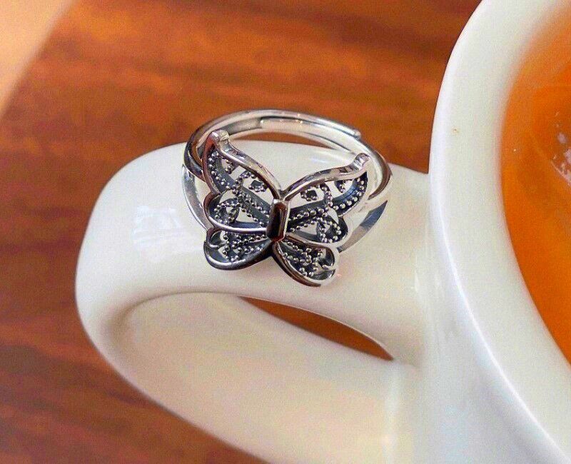 Retro Butterfly Adjustable Ring 925 Sterling Silver Plt Womens Jewellery Gift UK