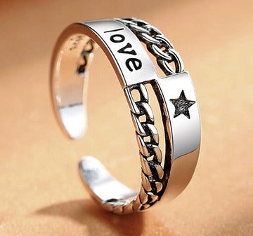 Love Star 925 Sterling Silver Adjustable Ring Womens Girls Jewellery Gifts UK