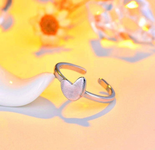 Matte Heart Adjustable Ring 925 Sterling Silver Plt Women Girl Jewellery Gift UK