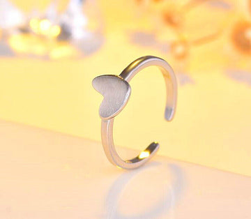 Matte Heart Adjustable Ring 925 Sterling Silver Plt Women Girl Jewellery Gift UK