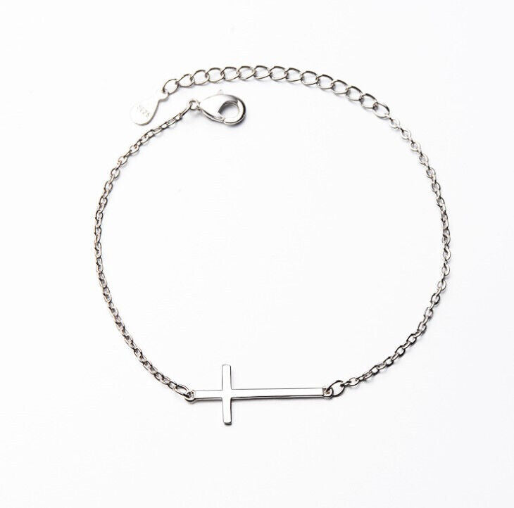 Cross Linked Charm 925 Sterling Silver Plt Bracelet Womens Girls Jewellery Gift