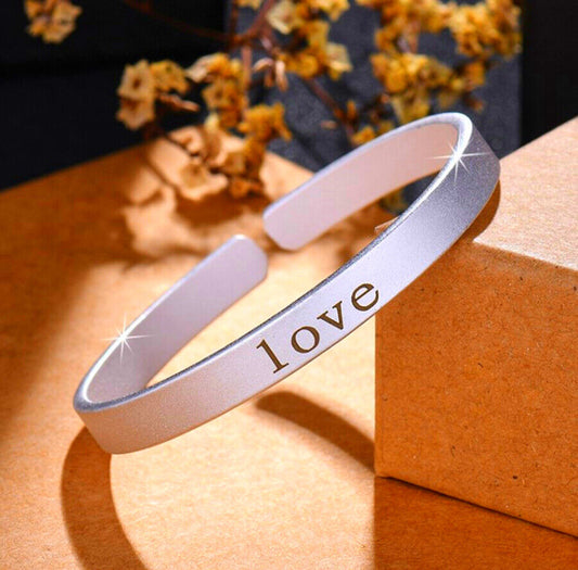 Love Charm Adjustable Bracelet 925 Sterling Silver Plated Women Jewellery Gift