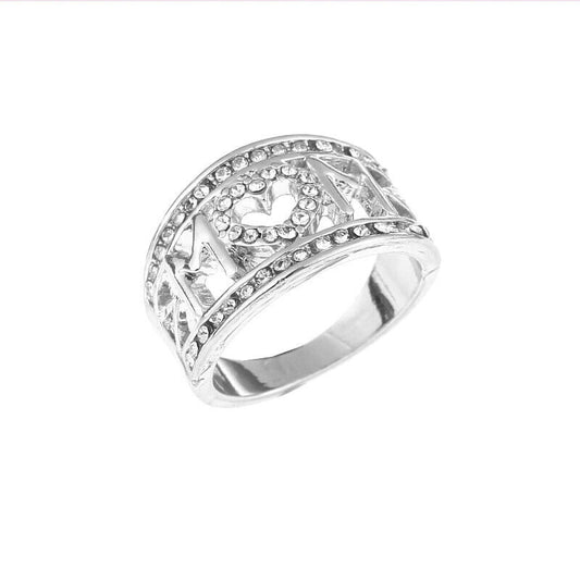 925 Sterling Silver plated Shinny Bling Mom Mother Ring Women Beautiful Gift