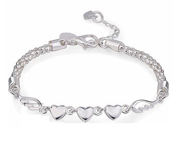 Women Ankle Bracelet 925 Plated Silver Heart Anklet Foot Chain Boho Beach Gift