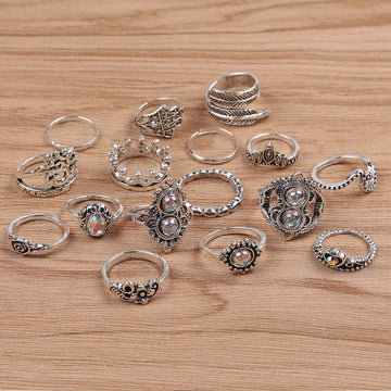 16pcs Silver Boho Stack Plain Above Knuckle Ring Midi Finger Tip Rings Set