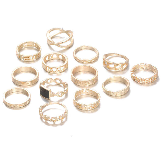 13pcs Gold Boho Stack Plain Above Knuckle Ring Sun Midi Finger Tip Rings Set