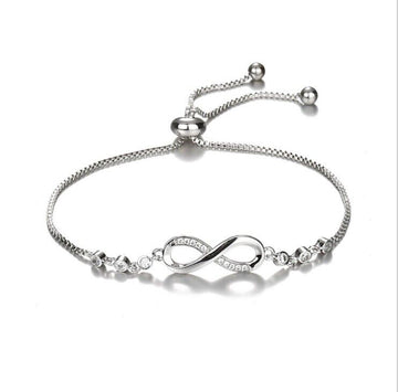 925 Sterling Silver plated Gift number 8 Shinny Love Bracelet Shinny Crystal