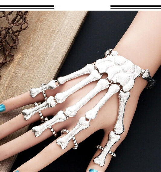 Talon Skeleton Hand Finger Bone Halloween Bracelet Claw Gothic Skull Prop Grisly