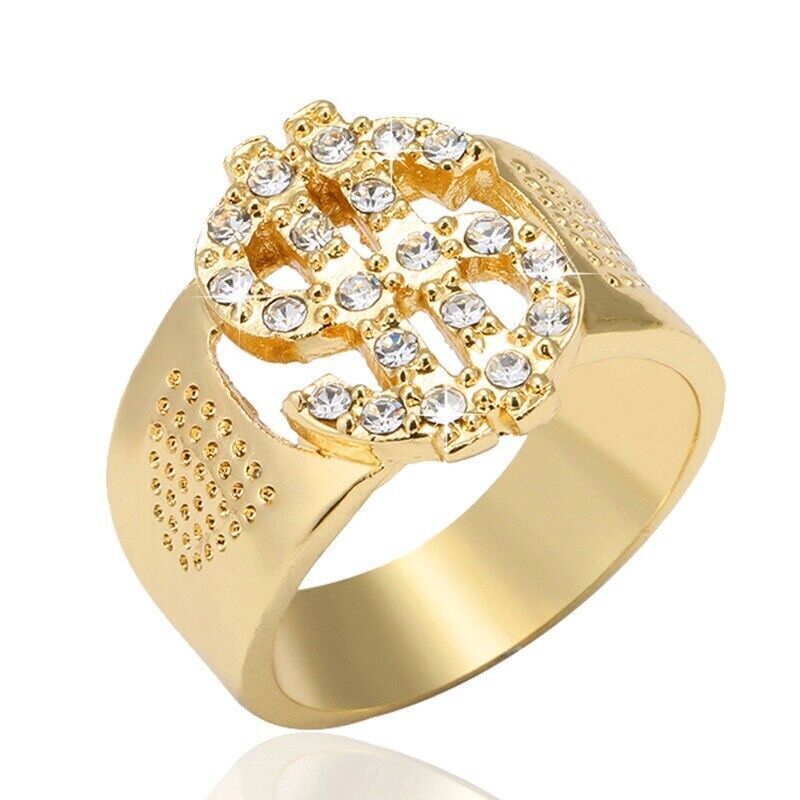 Gold Solitaire Engagement Ring Simulated Shinny Couple Dollar Fashion Men Gift