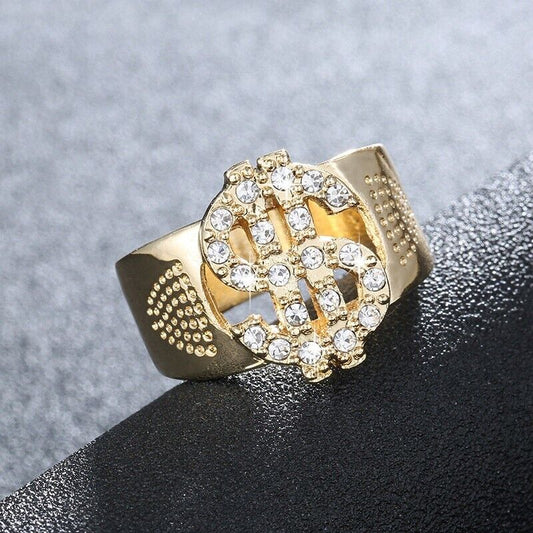 Gold Solitaire Engagement Ring Simulated Shinny Couple Dollar Fashion Men Gift