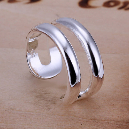 925 Sterling Silver plated Double Ring Thumb Finger Band Rings Gift UK