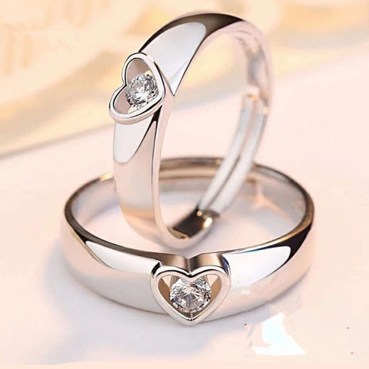 925 Sterling Silver Love Heart Adjustable Ring Women Girls Jewellery Gift UK