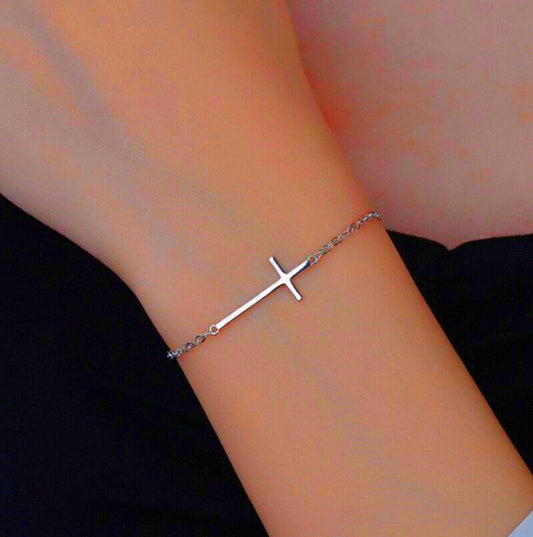 Cross Linked Charm 925 Sterling Silver Plt Bracelet Womens Girls Jewellery Gift