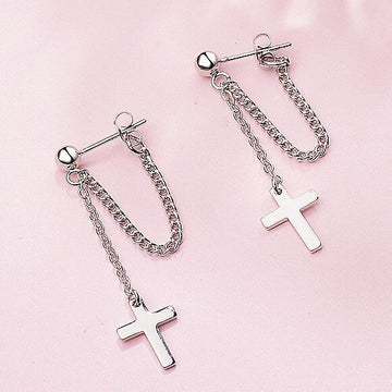 925 Sterling Silver Cross Chain Drop Stud Earrings Women Girls Jewellery Gift UK