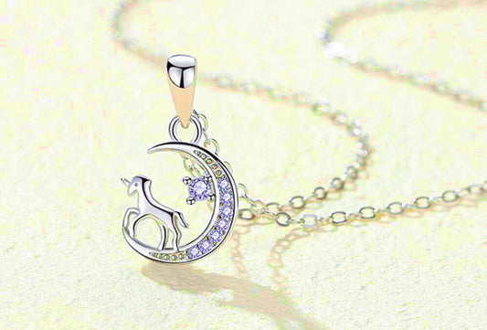 Moon Union Pendant 925 Sterling Silver Necklace Chain Jewellery Womens Gifts UK