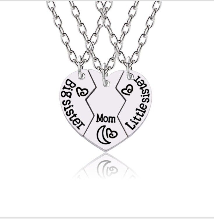 Best Friend Mom Big Sister 3 Piece Love Break Heart Friendship Necklace Gift