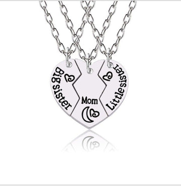 Best Friend Mom Big Sister 3 Piece Love Break Heart Friendship Necklace Gift