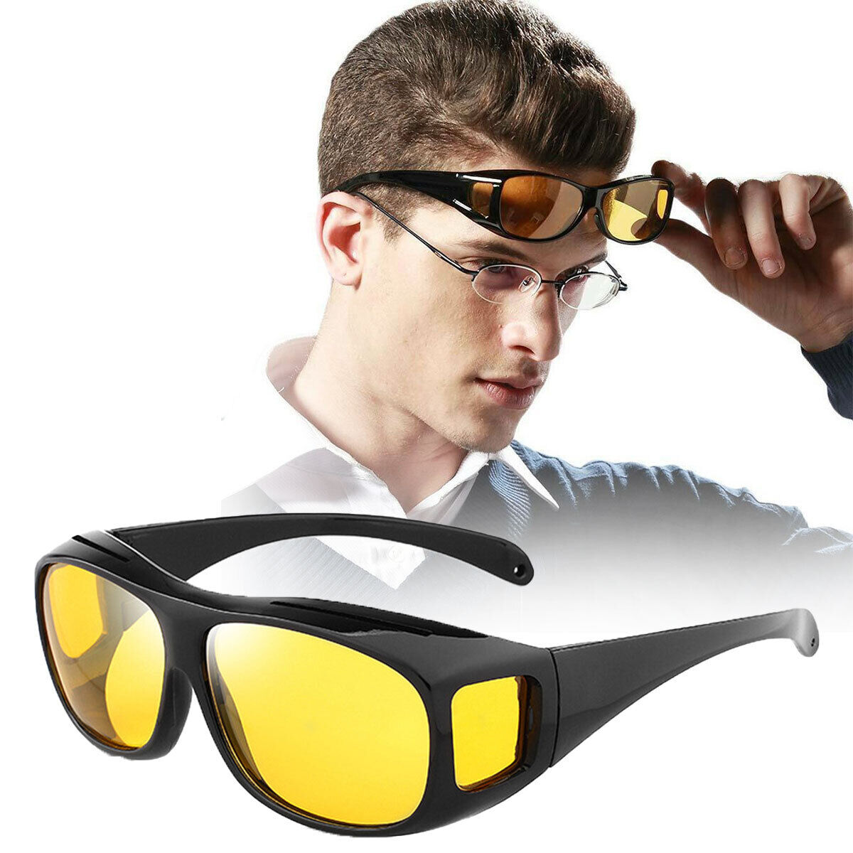 Night Driving Glasses HD Anti Glare Vision Polarized Yellow Lens Tinted Unisexs