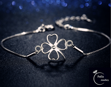 Four Clover Charming Bracelet 925 Sterling Silver Womens Girl Jewellery Gifts UK