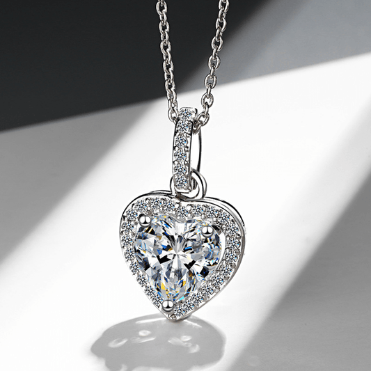 925 Sterling Silver Heart Crystal Chain Pendant Necklace Womens Jewellery New UK