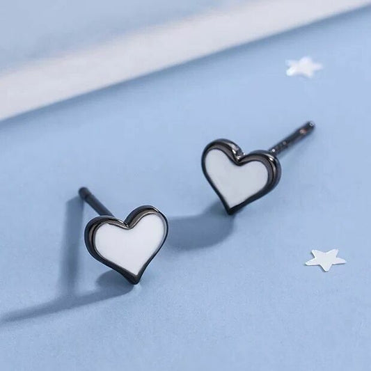 Cute Heart Stud Earrings Women Girls 925 Sterling Silver Jewellery Gift UK