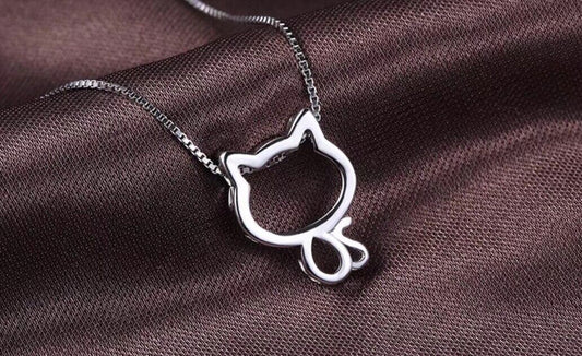 Hollow Cat Pendant Chain Necklace 925 Sterling Silver Women's Girl's New Gift Uk