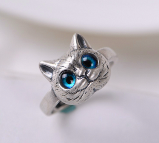 Vintage Cat Adjustable Ring 925 Sterling Silver Plt Women Jewellery Xmas Gift UK