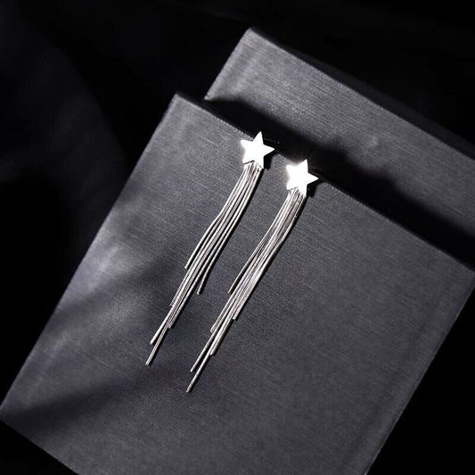 Star Tassel Drop Earrings 925 Sterling Silver Women Girls Jewellery Xmas Gift UK