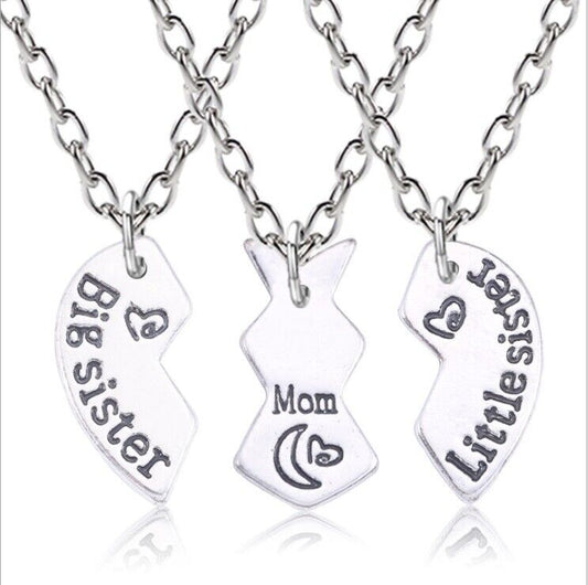 Best Friend Mom Big Sister 3 Piece Love Break Heart Friendship Necklace Gift