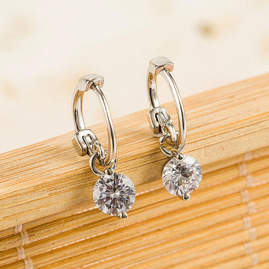 925 Sterling Silver Crystal Drop Dangle Stud Earrings Womens Girls Gifts