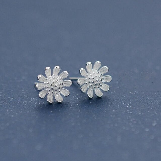 Women Girls Beatiful Flower Stud Earrings 925 Sterling Silver Jewellery Gift