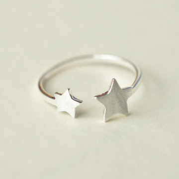 925 Sterling Silver Star Cute Minimalism Adjustable Rings Gift Wholesale