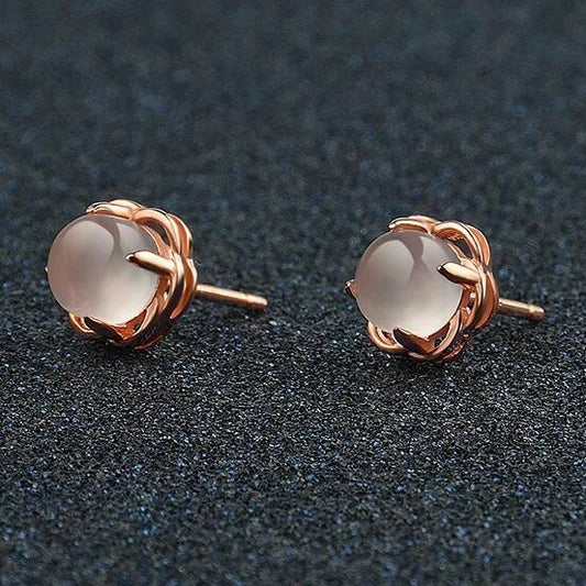 Women 925 Sterling Silver Pink Crystal Rose Gold Stud Earrings Jewellery Gift