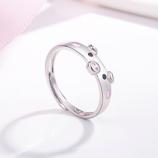 925 Sterling Silver Cute Piggy Little Finger Ring Womens Girls Jewellery Gift UK