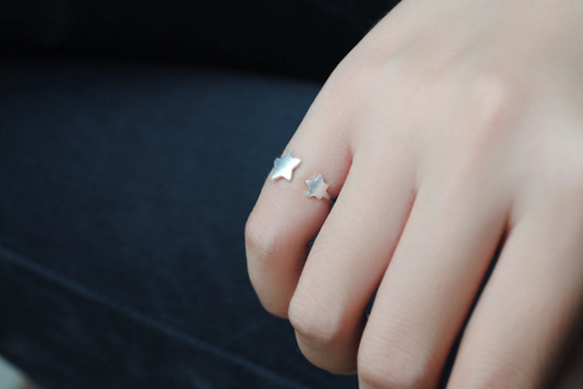 925 Sterling Silver Star Cute Minimalism Adjustable Rings Gift Wholesale