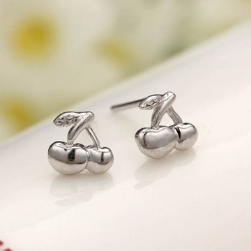 Womens Girls Cherry Fashion Stud Earrings 925 Sterling Silver Jewellery Gift UK