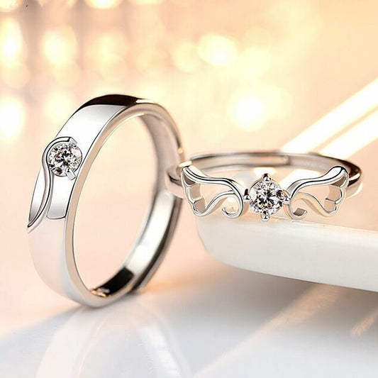 925 Sterling Silver Angel Wing Adjustable Ring Women Girls Jewellery Gift UK