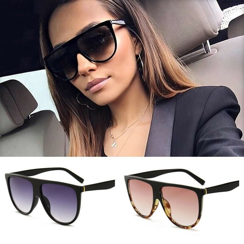 Oversized Sunglasses Shield Flat Top Large Fashion Women Ladies Luxury UV400