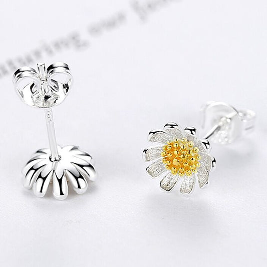 925 Sterling Silver Sun Flower Stud Earrings Jewellery Women Girls Gift UK