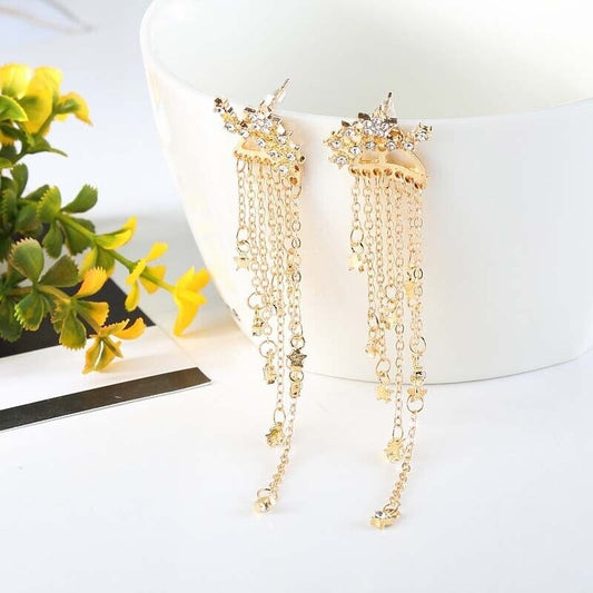 Women Elegant Crystal Rhinestone Ear Stud Star Stars Earrings Fashion Jewelry