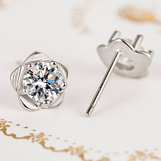 Crystal Star Stud Earrings Women Girls 925 Sterling Silver Jewellery Gift UK