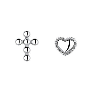 Beautiful Tiny Cross Heart Earrings 925 Sterling Silver Womens Girl Jewelry Gift