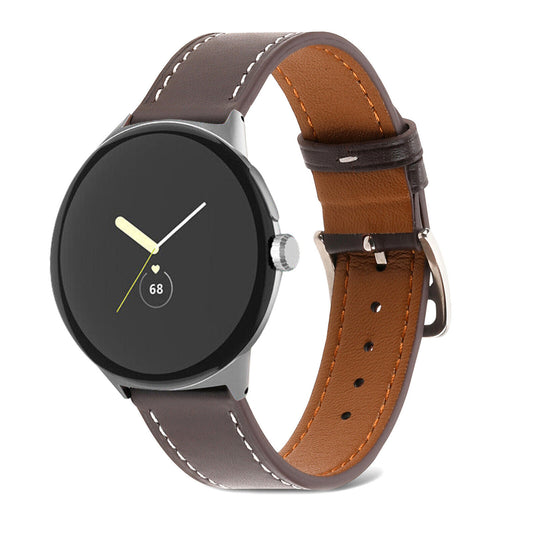 For Google Pixel Watch PU Leather Band Two-Piece Strap Wristband Replacement