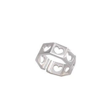 Hollow Heart Linked Adjustable Ring 925 Sterling Silver Women Girls Jewellery UK